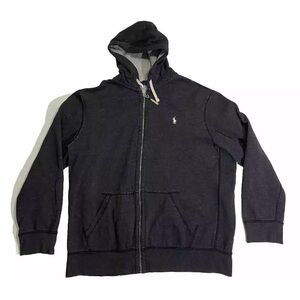 Polo Ralph Lauren Hoodie Dark Gray Waffle Knit Thermal Sweatshirt Mens Size 2XL